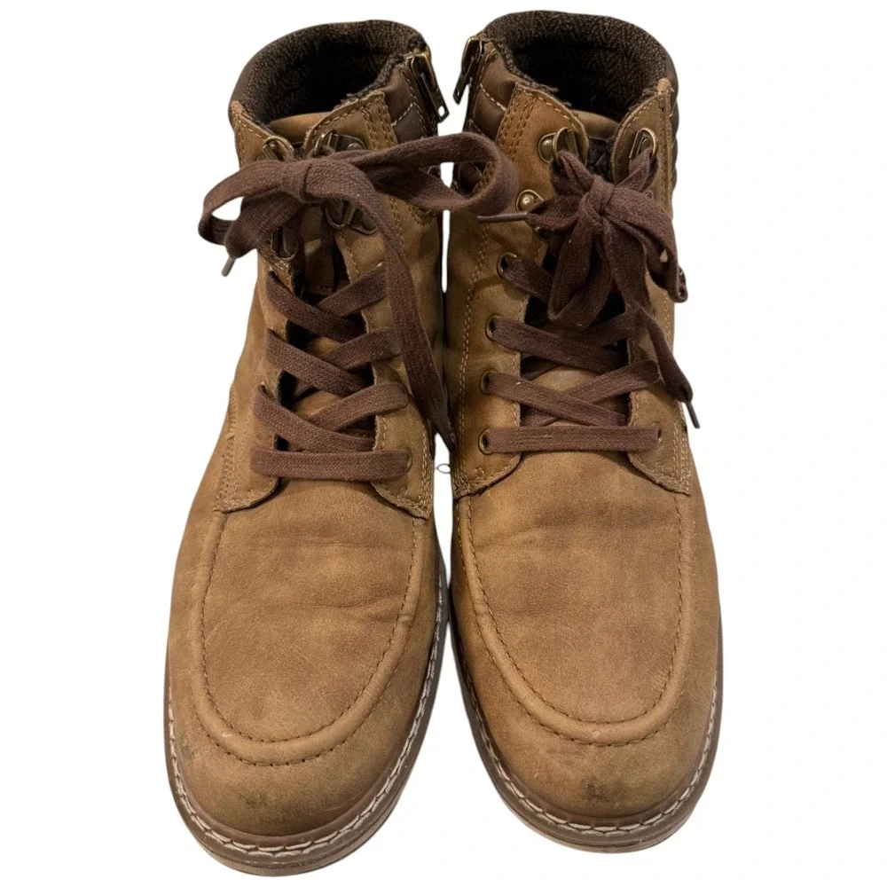 BKE Midtown Mens Boots Tan Brown Moc Toe Lace Side Zip Heritage Rugged Size 10‎